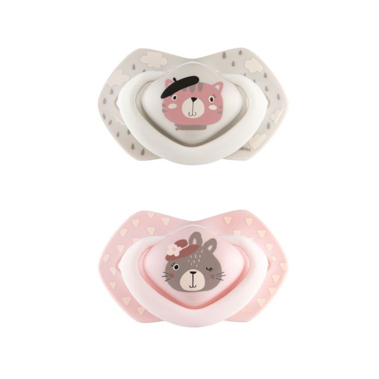 Canpol babies, Bonjour Paris, suzeta din silicon, simetrica, 6-18m, 2 buc., roz