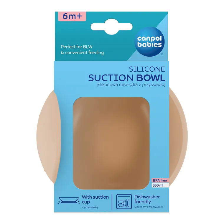 Canpol babies, castron din silicon cu ventuza, bej, 330 ml
