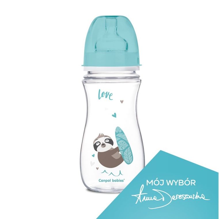 Canpol babies, EasyStart, biberon cu gatul larg, albastru, 300 ml