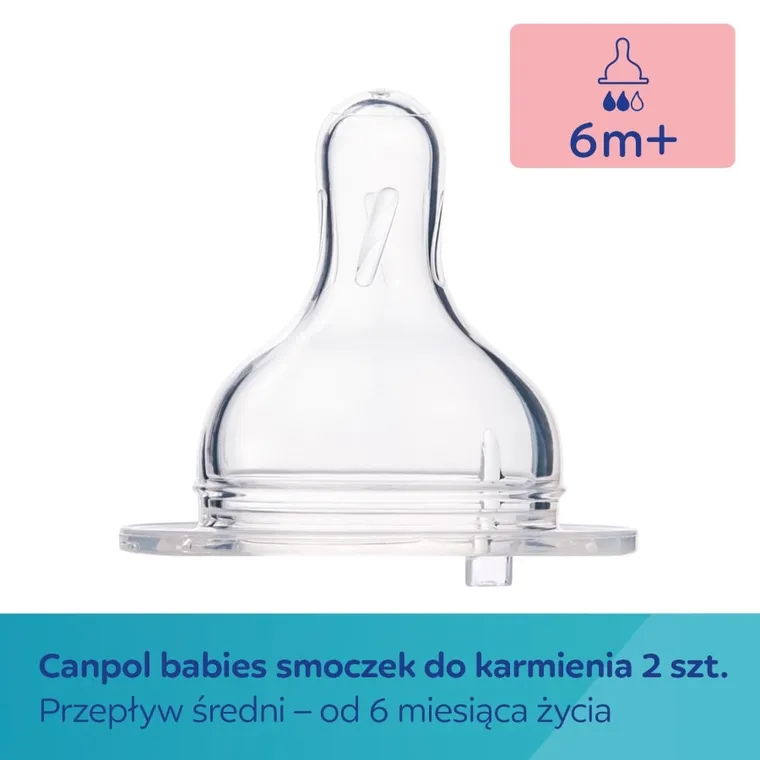 Canpol babies, EasyStart, tetina din silicon, curgere medie, gat larg, 2 buc.