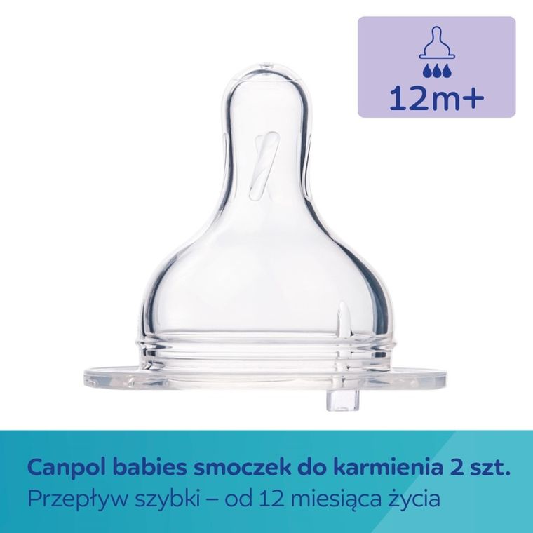 Canpol babies, EasyStart, tetina din silicon, curgere rapida, gat larg, 2 buc.