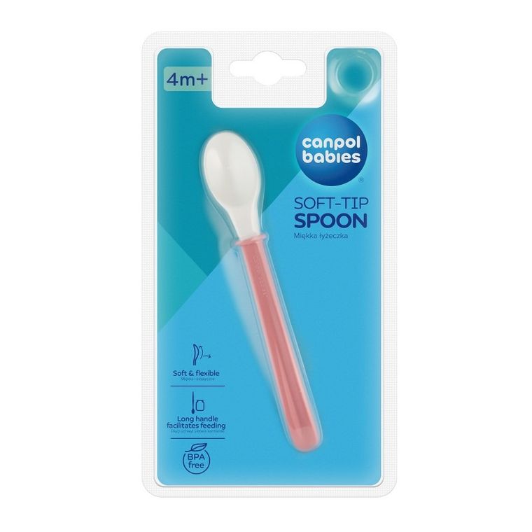 Canpol babies, lingurita flexibila cu maner lung, roz