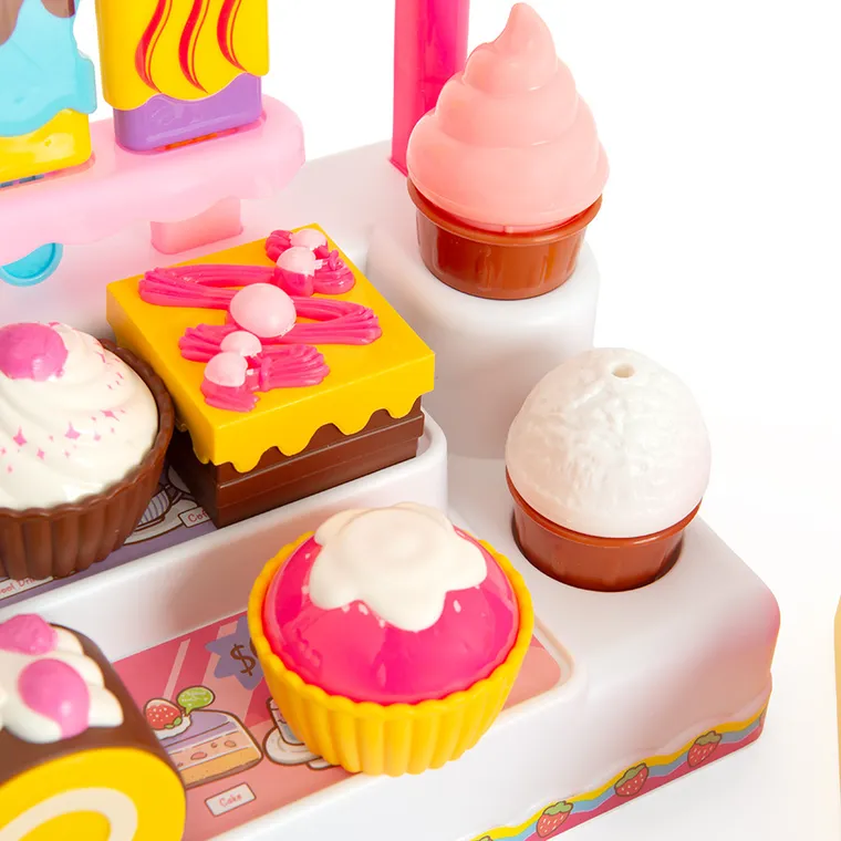 Casa de marcat cu accesorii, lumini si sunete, roz