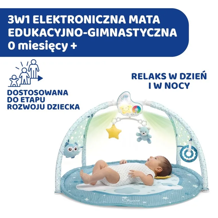 Chicco, First Dreams, Enjoy colors, covoras pentru copii, 3 in 1, albastru