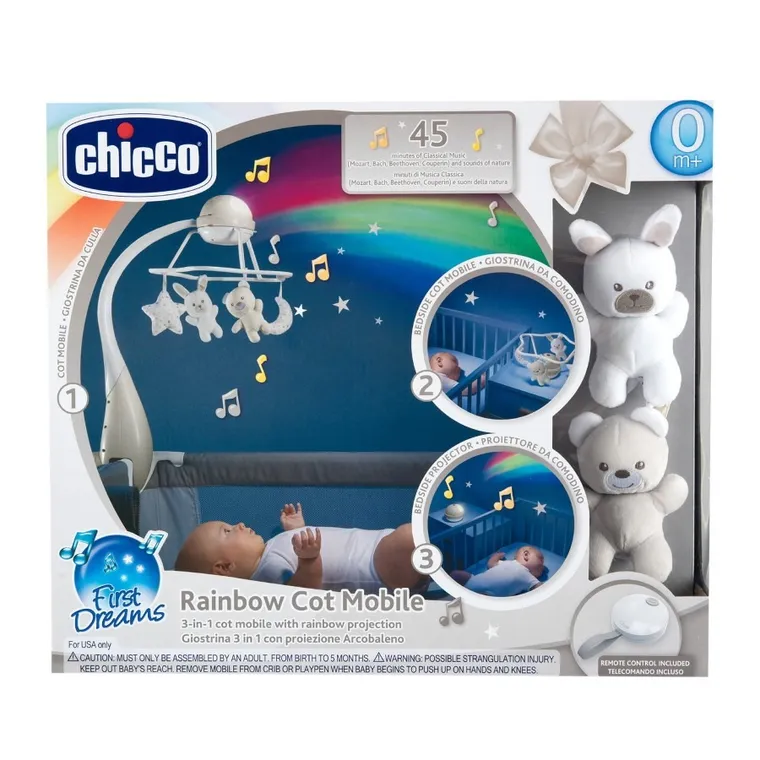Chicco, First Dreams, Rainbow, Carusel pentru patut 3in1, bej