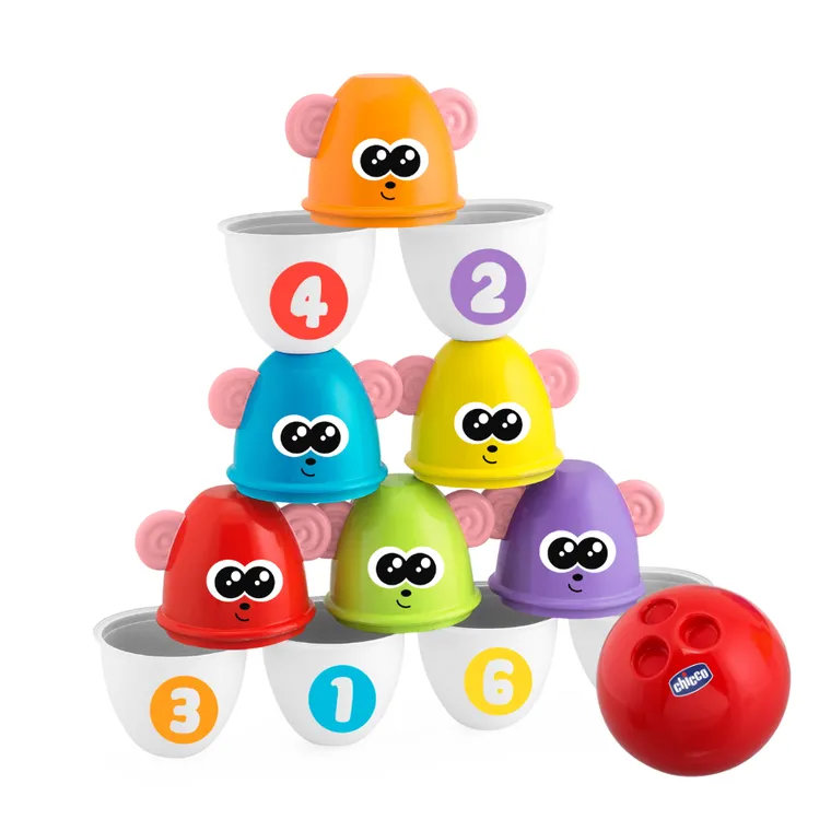 Chicco, Fit&Fun, Joc de bowling 2in1 cu popice verticale