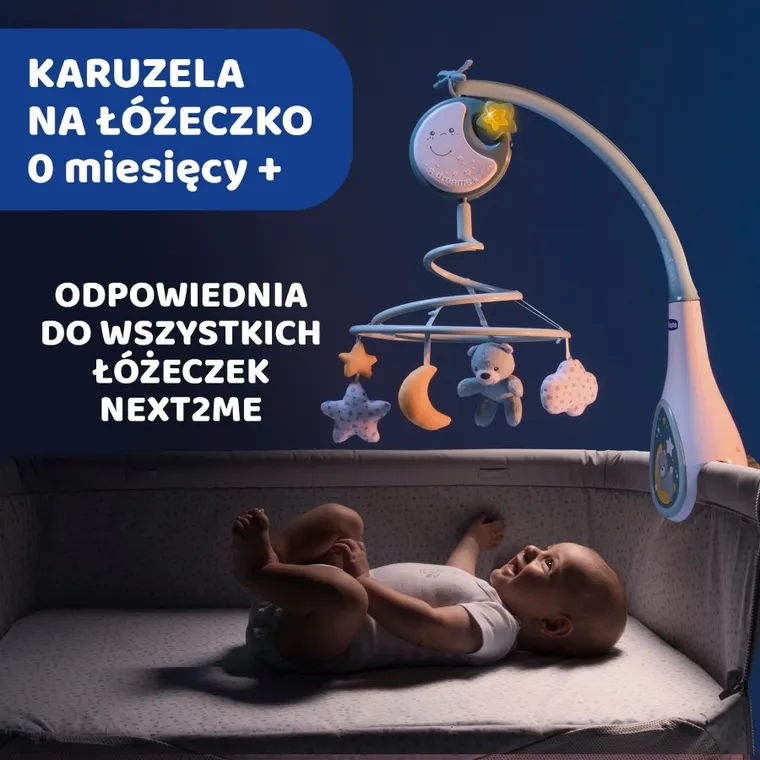 Chicco, Next2Dreams, Carusel pentru patut 3in1, albastru