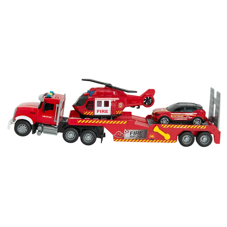 City Fire, pompieri, set vehicule de urgenta pe platforma, 1:14
