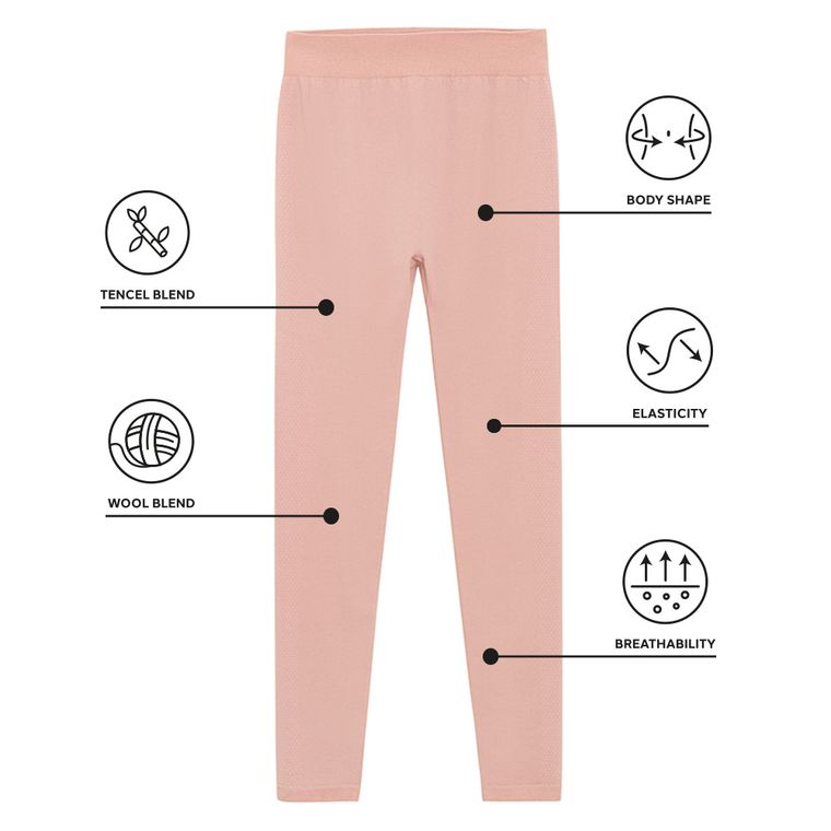 Colanti termoactivi roz cu adaos de lana NOWEAR