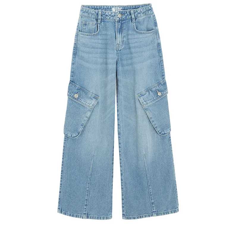 Cool Club, Blugi pentru fete, cargo wide, albastru