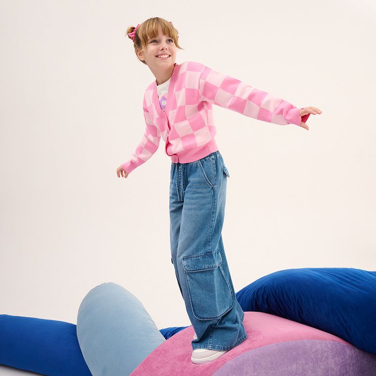 Cool Club, Blugi pentru fete, wide, albastru