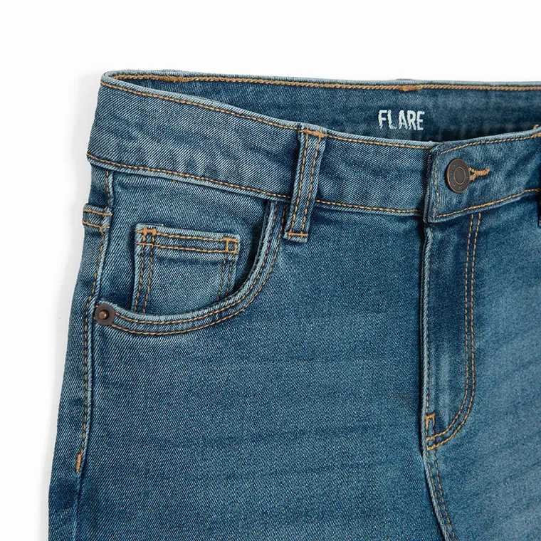 Cool Club, Blugi reglabili pentru fete, croiala flare, albastru