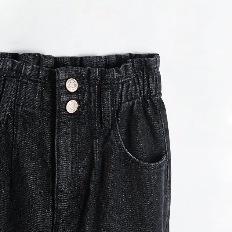Cool Club, Blugi tip paper bag pentru fete, denim, negri