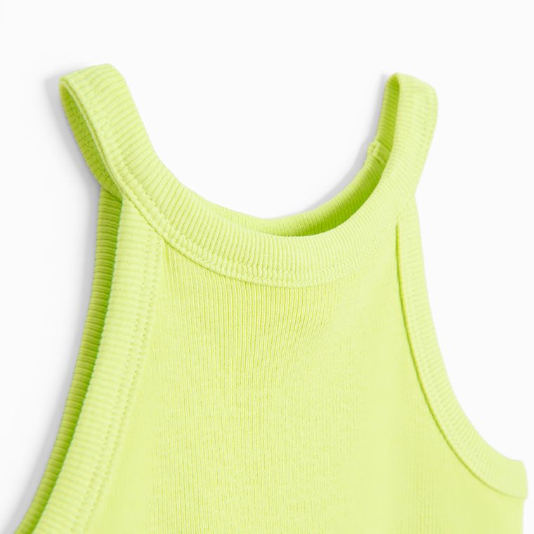 Cool Club, Bluza cu bretele, din tricot striat, verde