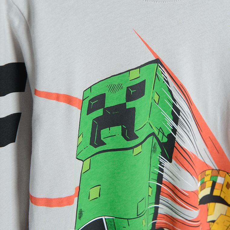 Cool Club, Bluza cu maneca lunga, gri deschis, imprimeu Minecraft