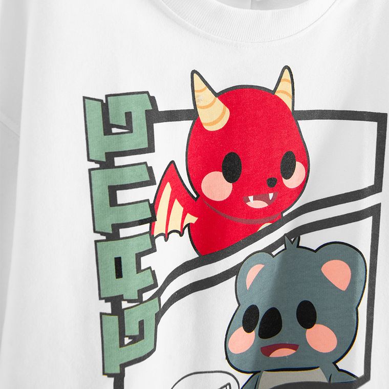 Cool Club, Bluza cu maneca lunga pentru baieti, alb, imprimeu Adopt Me!