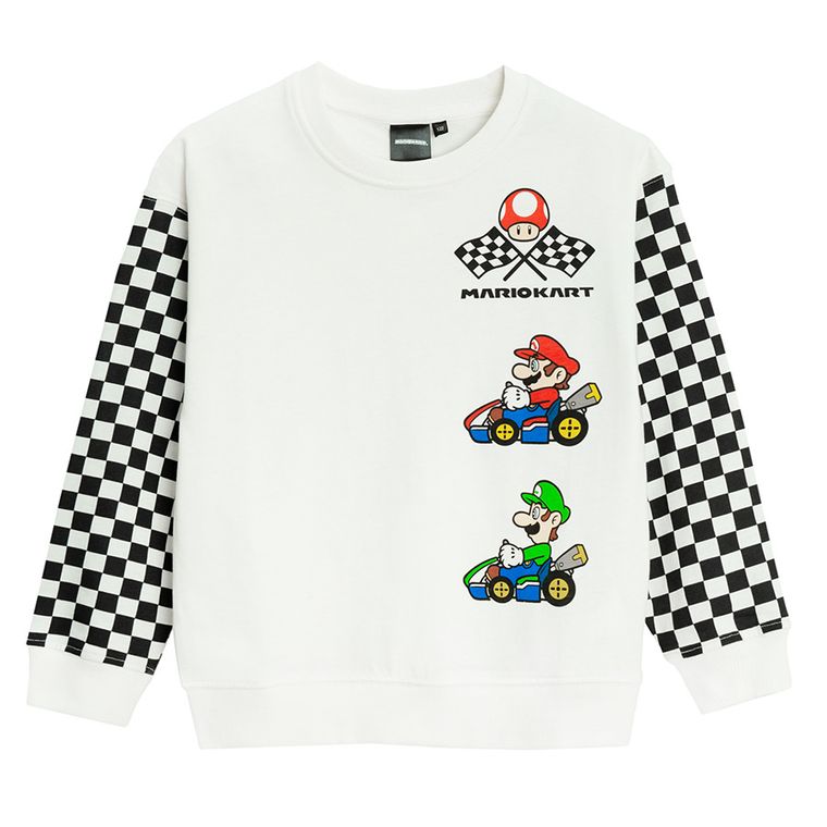 Cool Club, Bluza cu maneca lunga pentru baieti, alb, imprimeu Super Mario