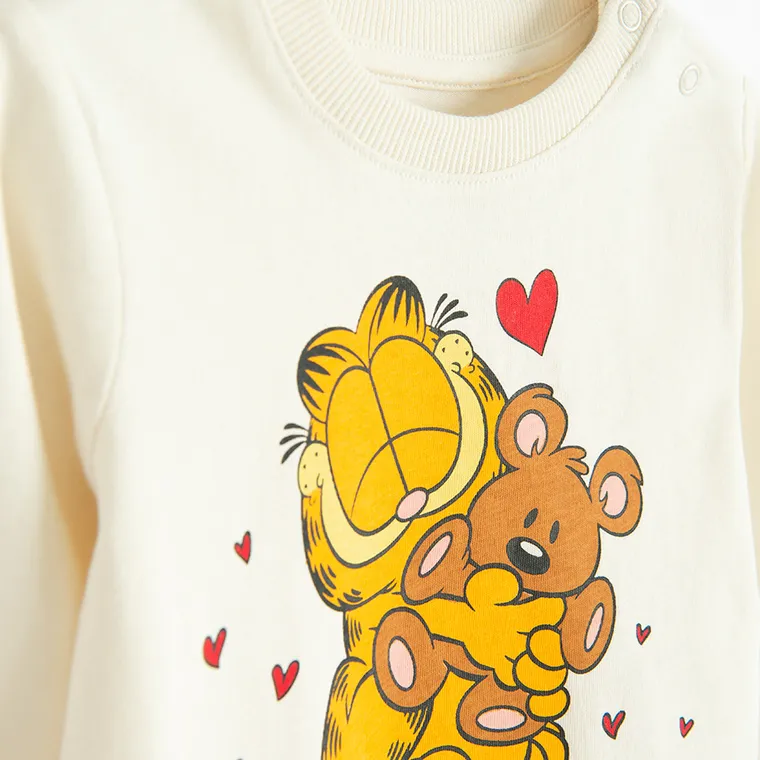Cool Club, Bluza cu maneca lunga pentru baieti, bej, imprimeu Garfield