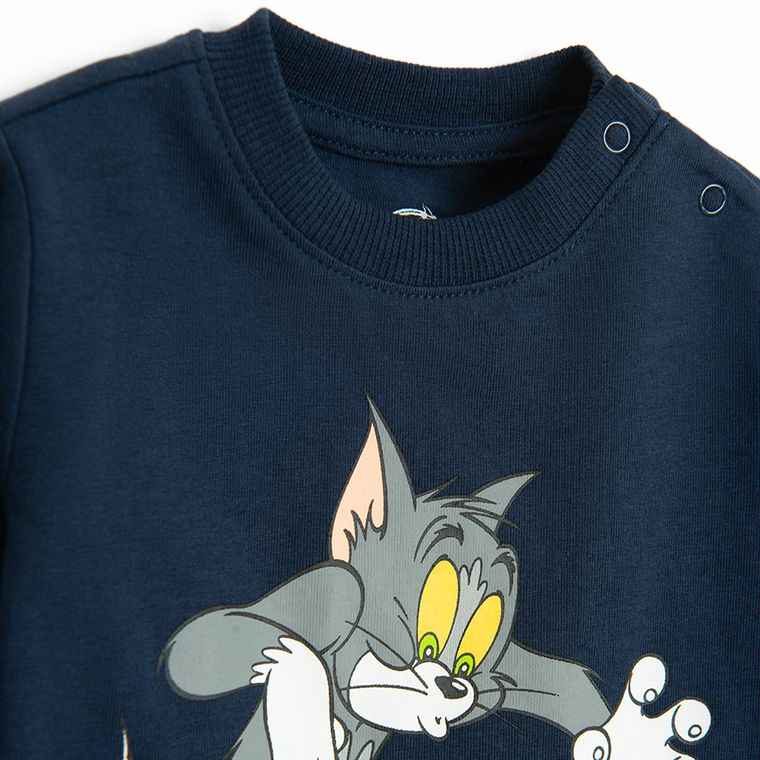 Cool Club, Bluza cu maneca lunga pentru baieti, bleumarin, imprimeu Tom & Jerry