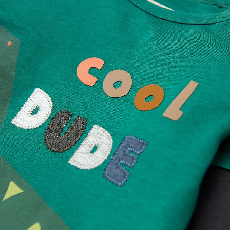 Cool Club, Bluza cu maneca lunga pentru baieti, culoare verde, imprimeu dinozaur