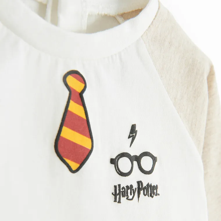 Cool Club, Bluza cu maneca lunga pentru baieti, ecru, imprimeu Harry Potter