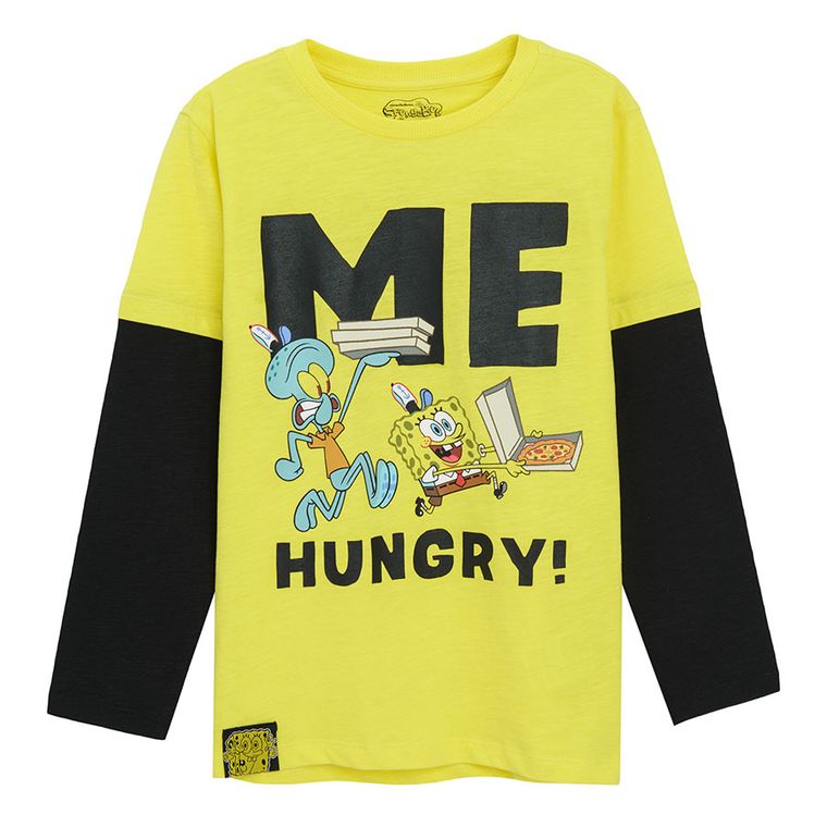 Cool Club, Bluza cu maneca lunga pentru baieti, galben-negru, imprimeu SpongeBob