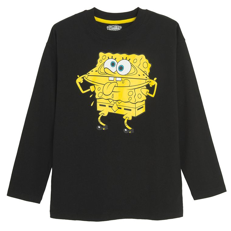 Cool Club, Bluza cu maneca lunga pentru baieti, negru, imprimeu SpongeBob