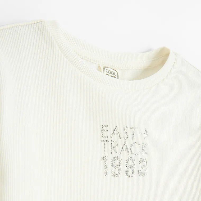 Cool Club, Bluza cu maneca lunga pentru fete, din tricot striat, alb