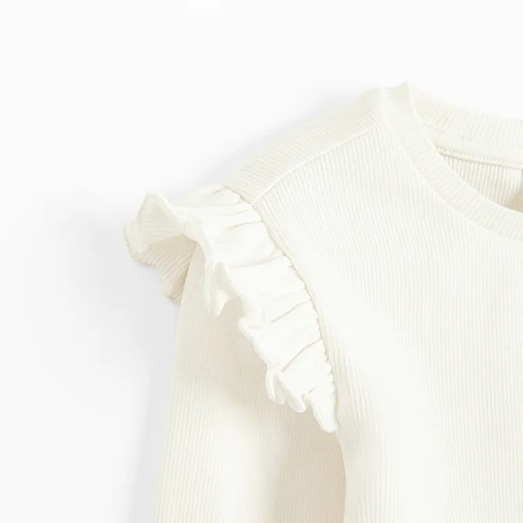 Cool Club, Bluza cu maneca lunga pentru fete, din tricot striat, alb