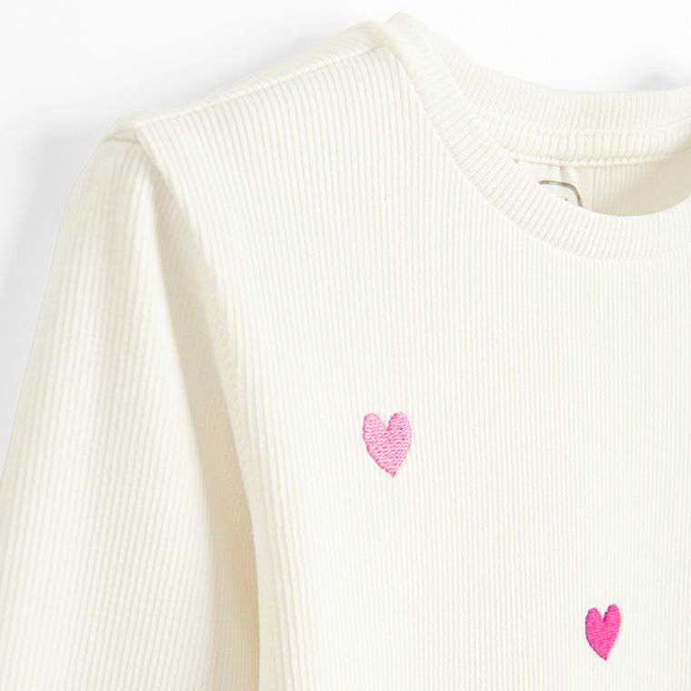 Cool Club, Bluza cu maneca lunga pentru fete, din tricot striat, alb