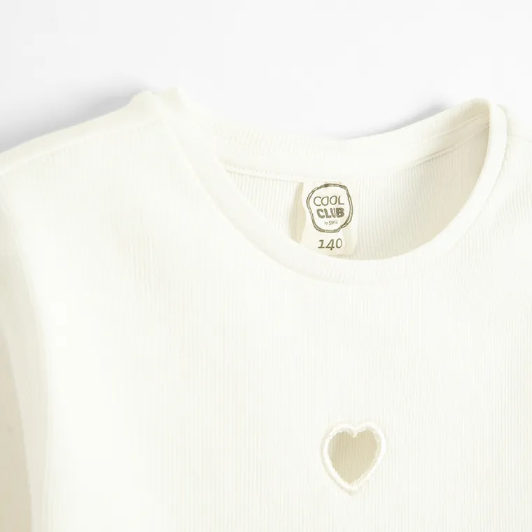 Cool Club, Bluza cu maneca lunga pentru fete, din tricot striat, alb