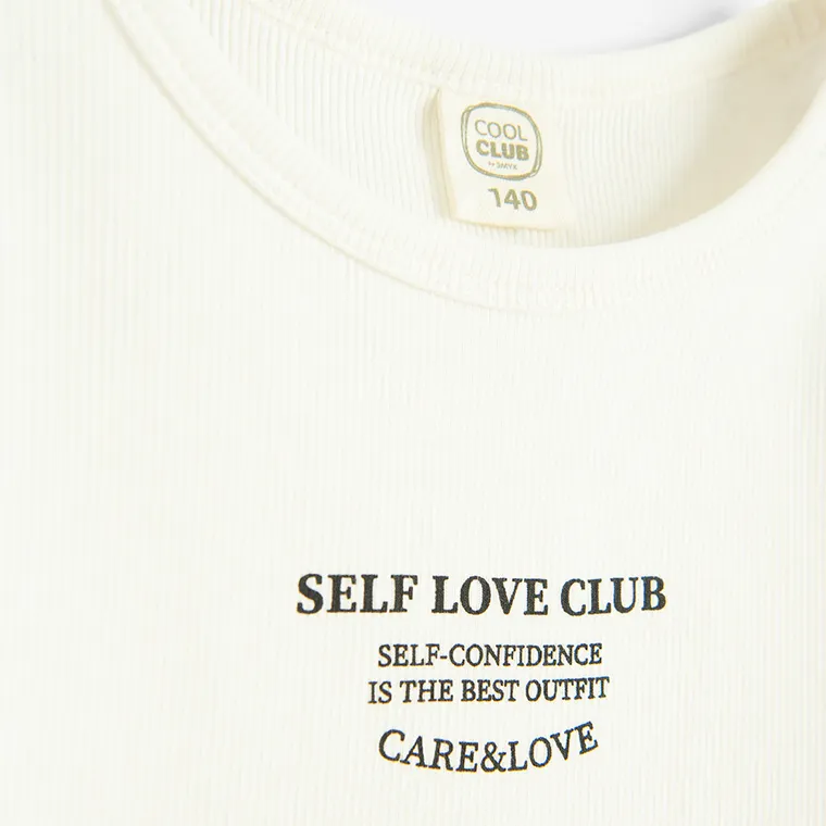 Cool Club, Bluza cu maneca lunga pentru fete, din tricot striat, alb