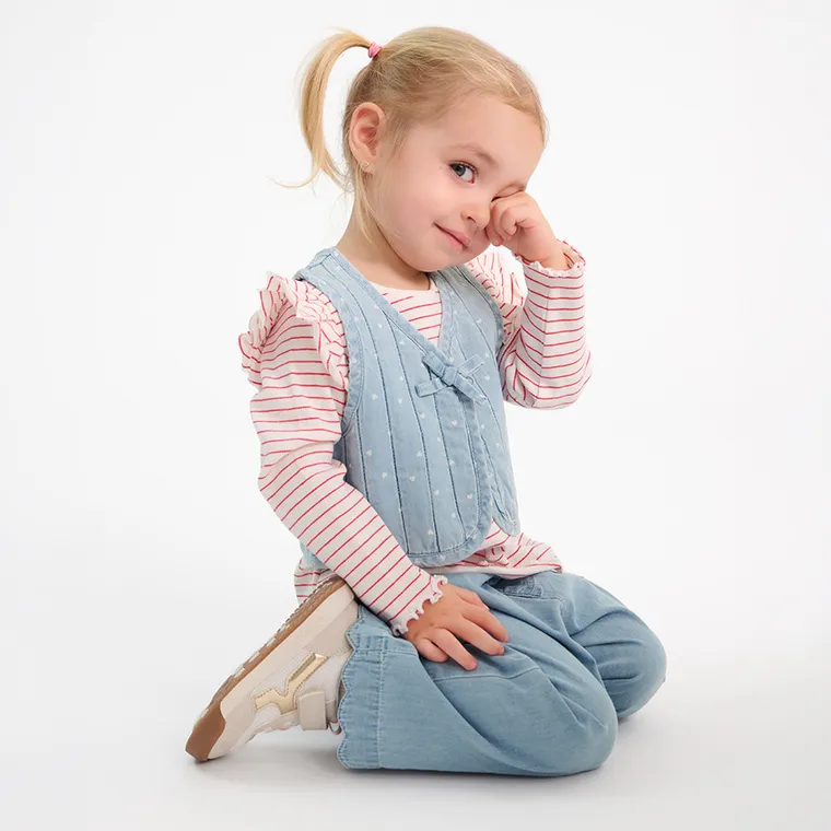 Cool Club, Bluza cu maneca lunga pentru fete, din tricot striat, alb