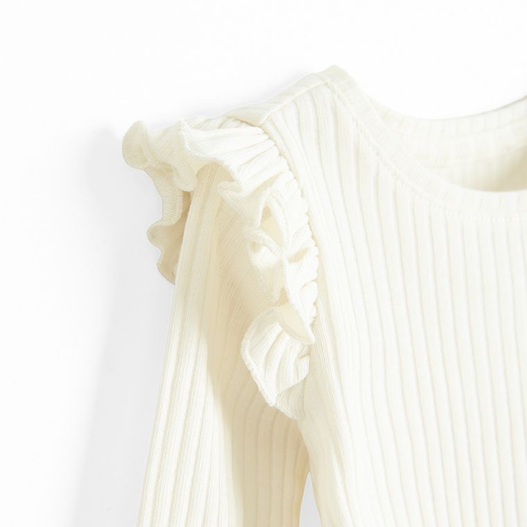 Cool Club, Bluza cu maneca lunga pentru fete, din tricot striat, alb