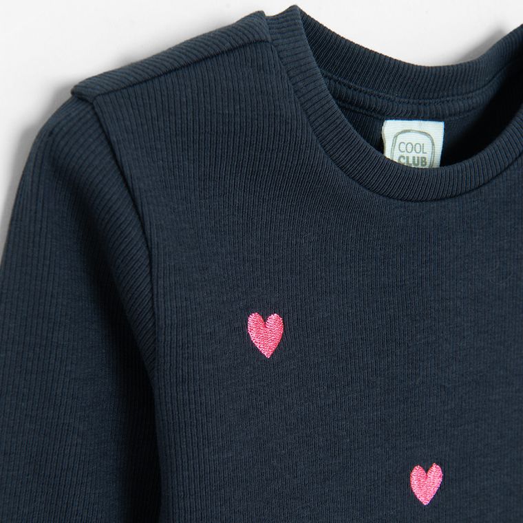 Cool Club, Bluza cu maneca lunga pentru fete, din tricot striat, albastru