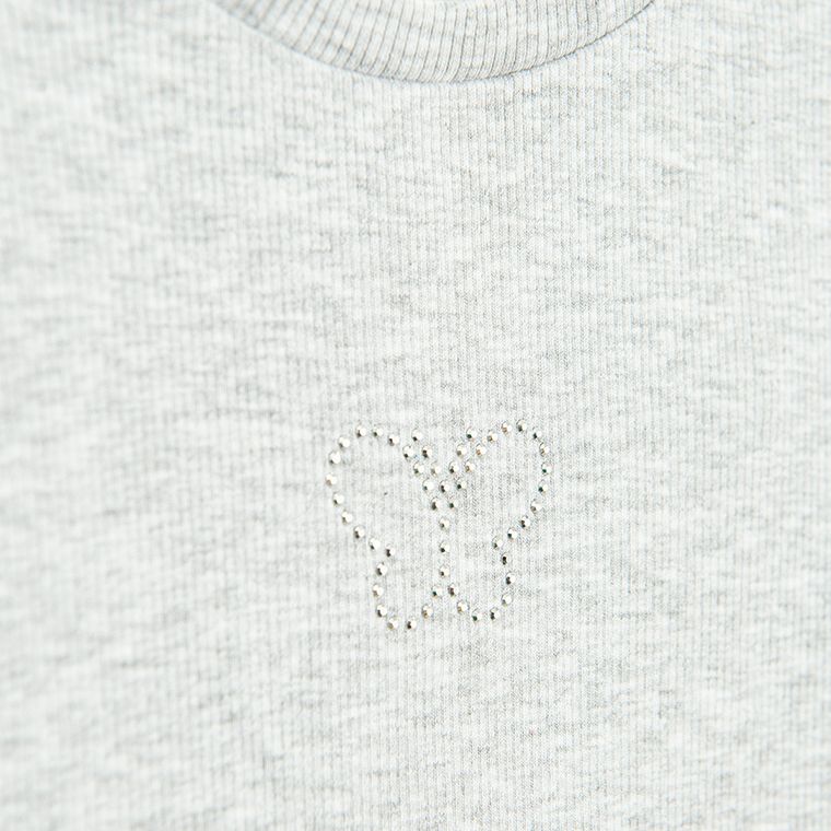 Cool Club, Bluza cu maneca lunga pentru fete, din tricot striat, gri