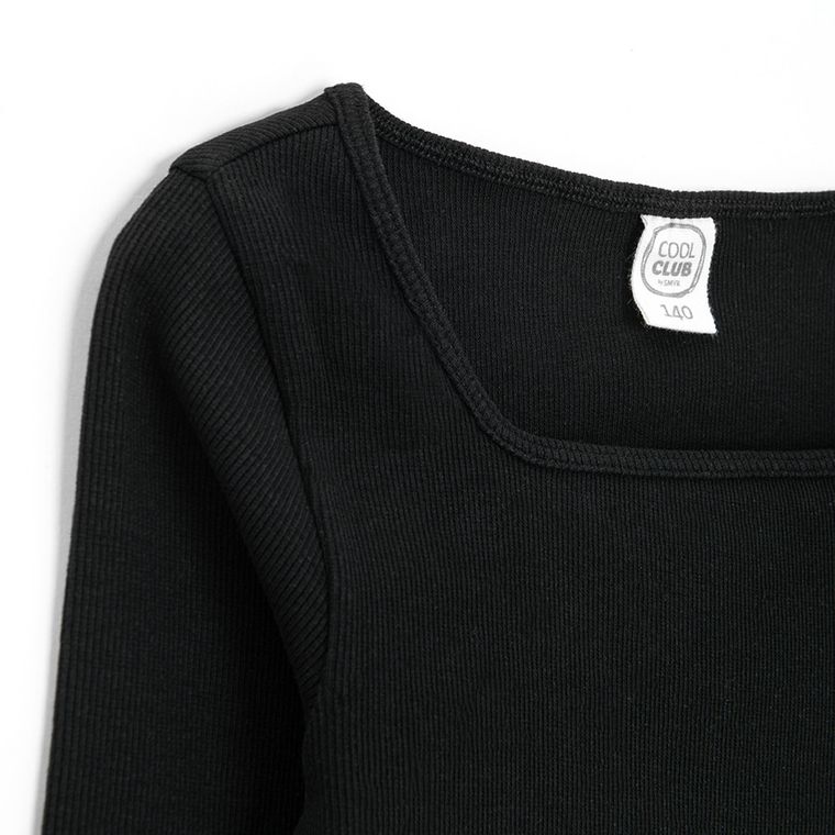 Cool Club, Bluza cu maneca lunga pentru fete, din tricot striat, negru