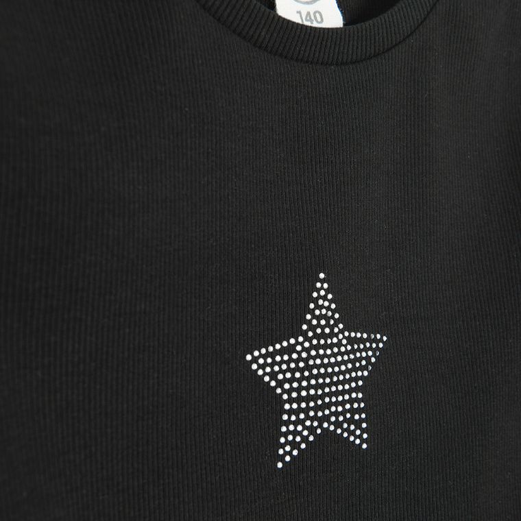 Cool Club, Bluza cu maneca lunga pentru fete, din tricot striat, negru