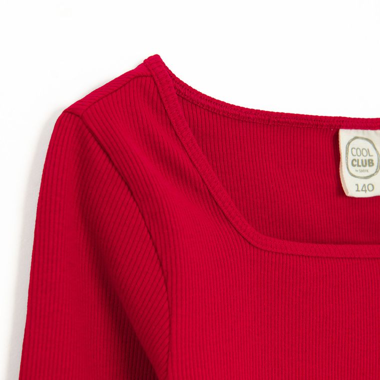Cool Club, Bluza cu maneca lunga pentru fete, din tricot striat, rosu