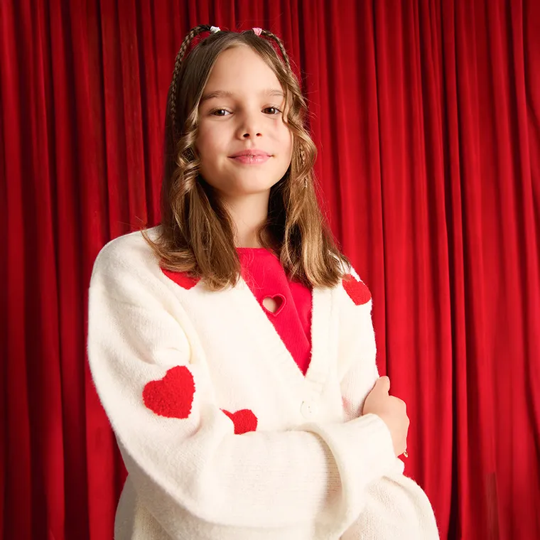 Cool Club, Bluza cu maneca lunga pentru fete, din tricot striat, rosu