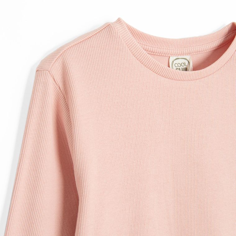 Cool Club, Bluza cu maneca lunga pentru fete, din tricot striat, roz