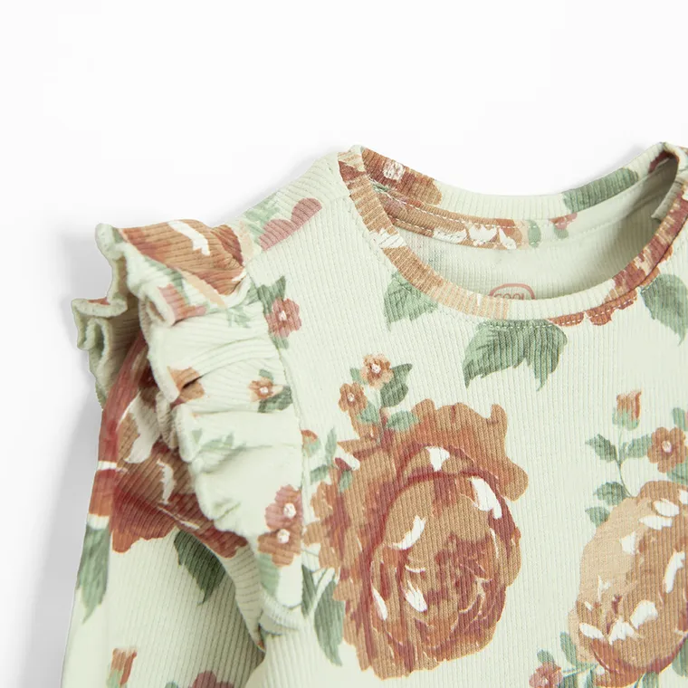 Cool Club, Bluza cu maneca lunga pentru fete, din tricot striat, verde deschis