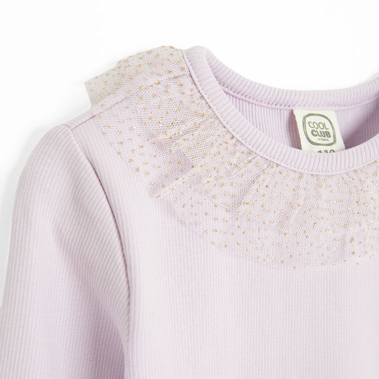 Cool Club, Bluza cu maneca lunga pentru fete, din tricot striat, violet