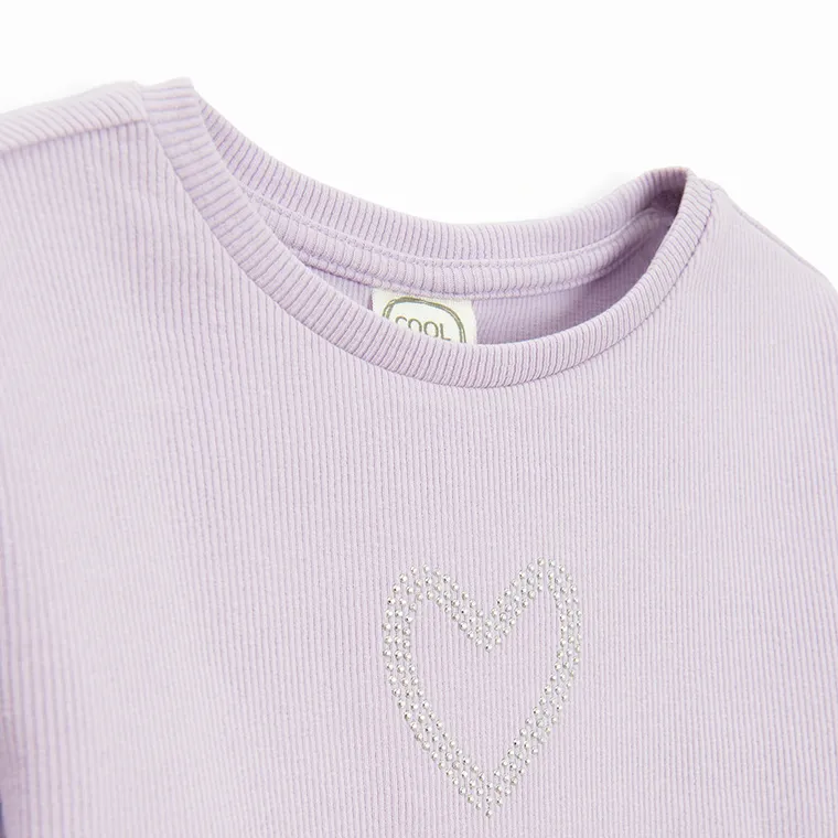 Cool Club, Bluza cu maneca lunga pentru fete, din tricot striat, violet