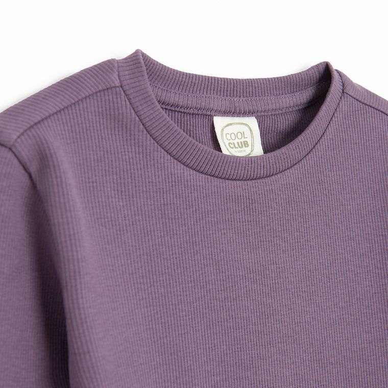 Cool Club, Bluza cu maneca lunga pentru fete, din tricot striat, violet