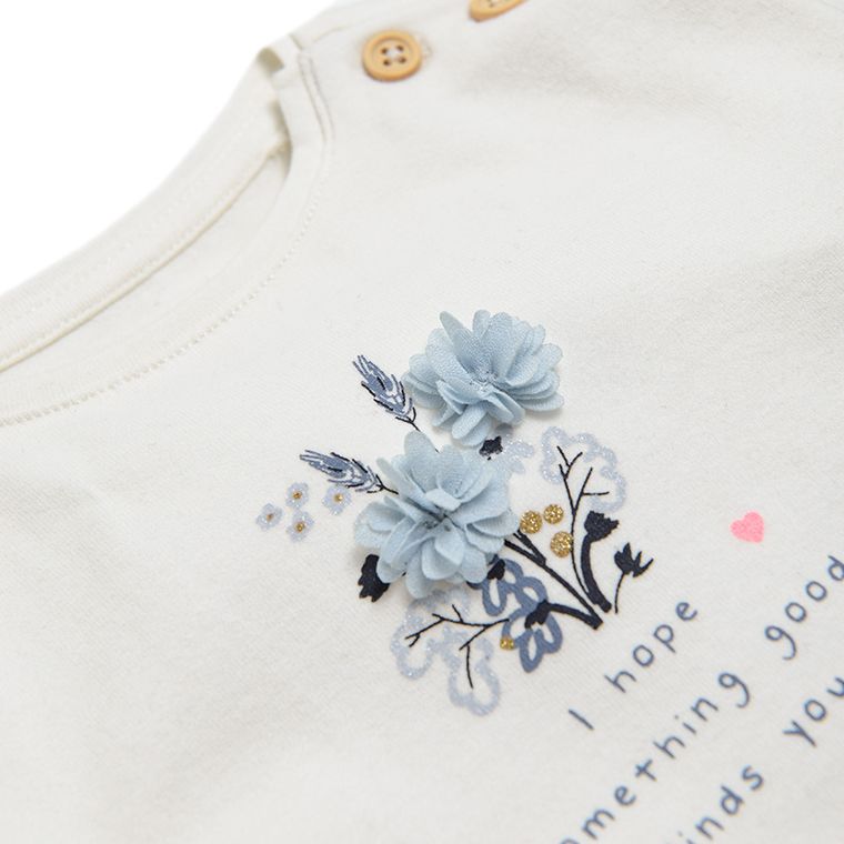 Cool Club, Bluza cu maneca lunga pentru fete, ecru, imprimeu I hope something good finds you