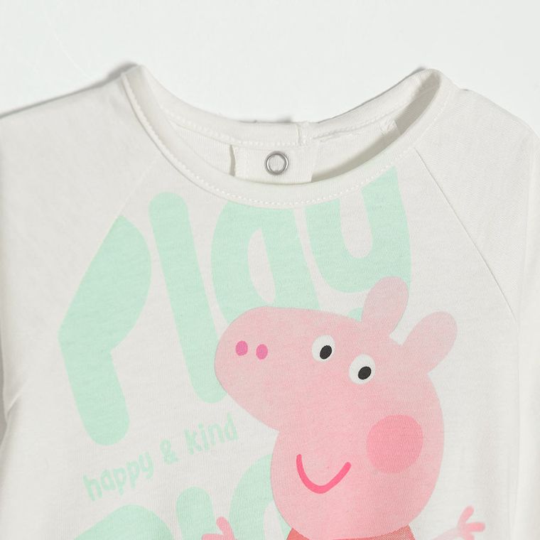 Cool Club, Bluza cu maneca lunga pentru fete, ecru, imprimeu Peppa Pig