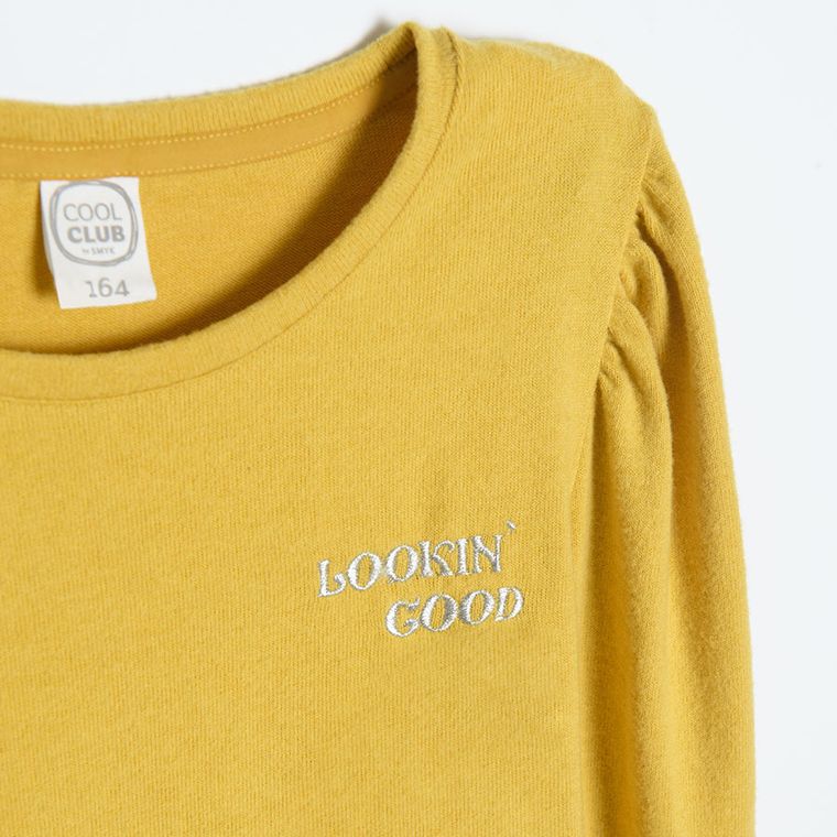 Cool Club, Bluza cu maneca lunga pentru fete, galben, imprimeu Lookin' good
