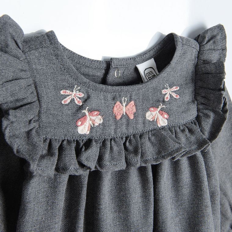 Cool Club, Bluza cu maneca lunga pentru fete, gri, imprimeu fluturi