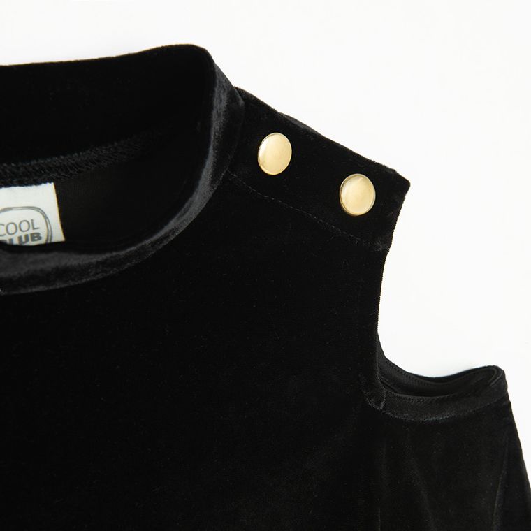 Cool Club, Bluza cu maneca lunga pentru fete, velur, negru
